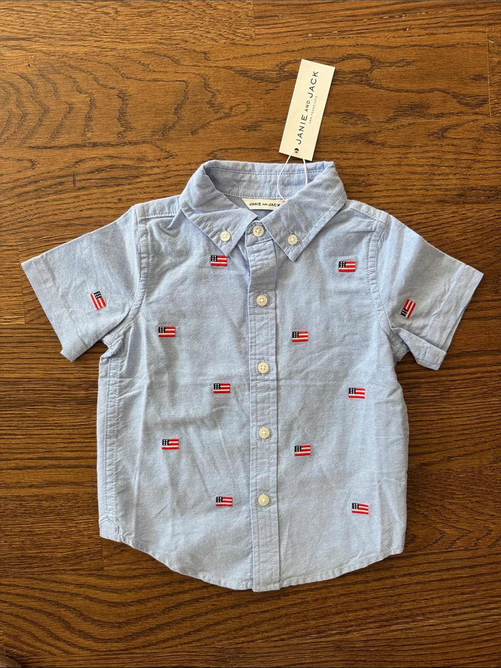 Janie And Jack New With Tags Embroidered Flag Oxford Shirt